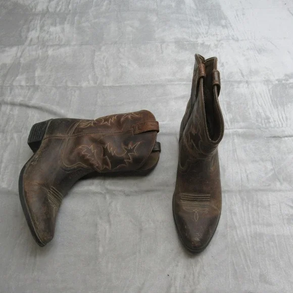 Ariat Kids Heritage Boots 6 Brown Leather Western Cowboy‎ Embroidered Pull-On