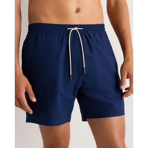 Quince Mens Blue Pinstripe Swim Shorts Trunks Mesh Lining Size L Quick Dry