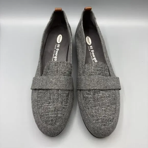 Dr Scholls Be Energized Webster Loafers Size 11 Gray Wool Tweed Academia Comfort