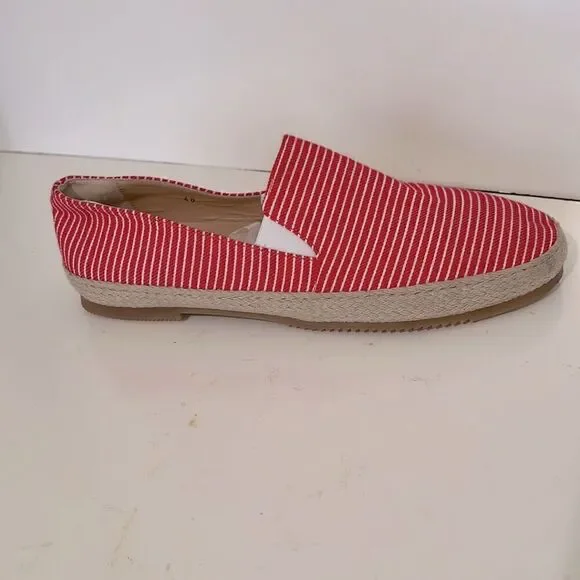 NWOT Ron White made in Italy, Delilah, red and white stripe espadrille Size 10