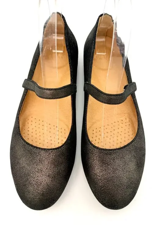 Dansko Mary Jane Flats Metallic Pewter Black Size 38 / 8 Arch Support