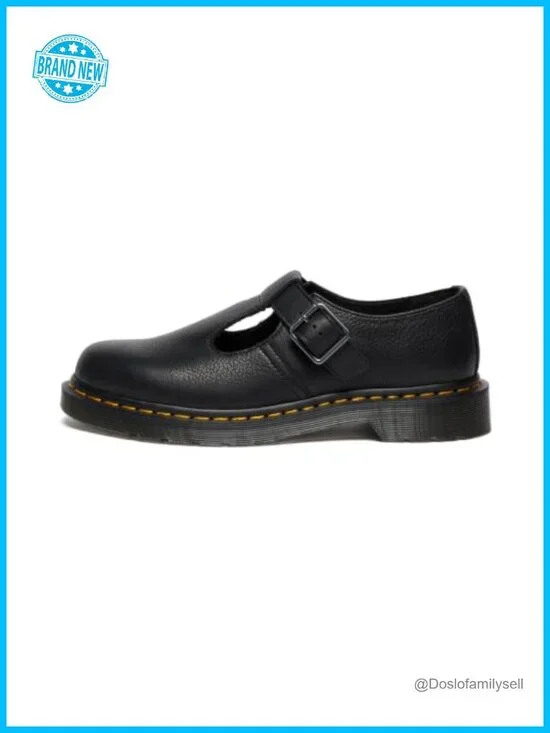 Dr. Martens Polley T-Bar Leather Flats Buckle Closure