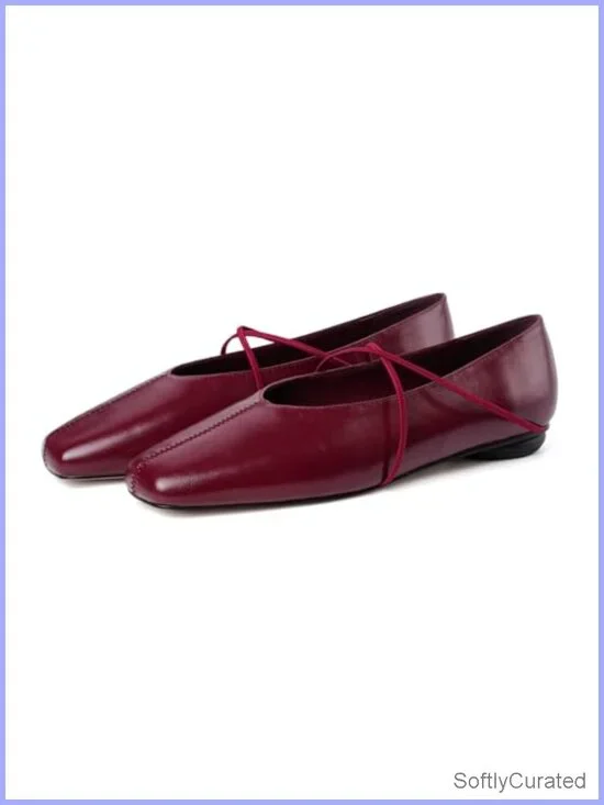 Women's Square Toe Ballet Flats Criss Cross Strap Mary Jane Slip On