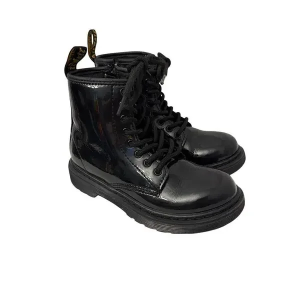 Dr Martens Boots Girls Size 13 Black Patent Leather Zipper Kids 1460 J Youth