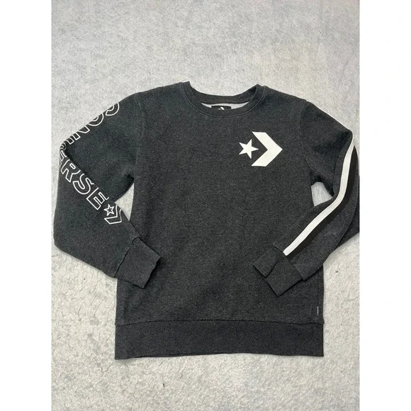 Converse Kids Large Charcoal Grey Graphic‎ Logo Crewneck Sweatshirt 12-13 Yrs