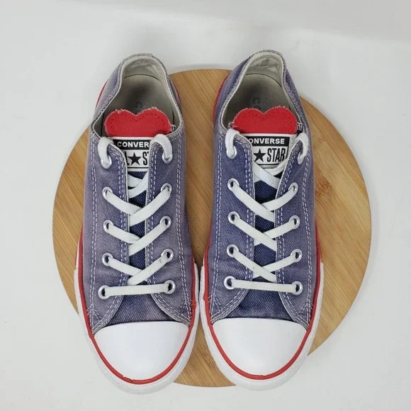 Converse All Star Kids 3 Shoes Denim Love Blue‎ Hearts Sneakers Youth Girls Boys