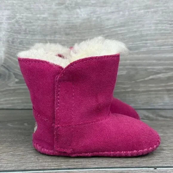 Ugg Caden Toddler Girl Sz 5 Princess Pink Suede Shearling Lined Moccasin Booties
