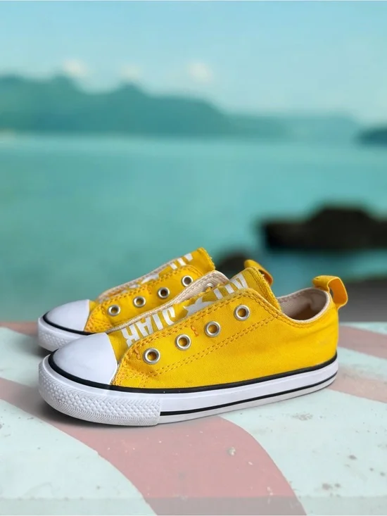 Converse Kids Yellow Canvas Slip-On Sneakers