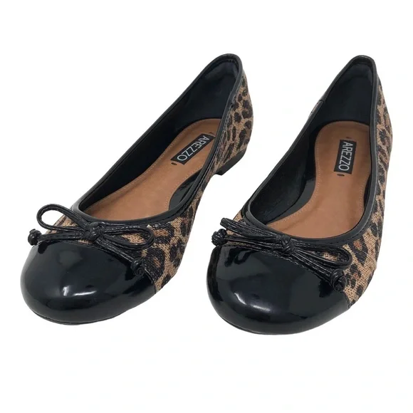 Arezzo Leopard Print Cap‎ Toe Ballet Flat