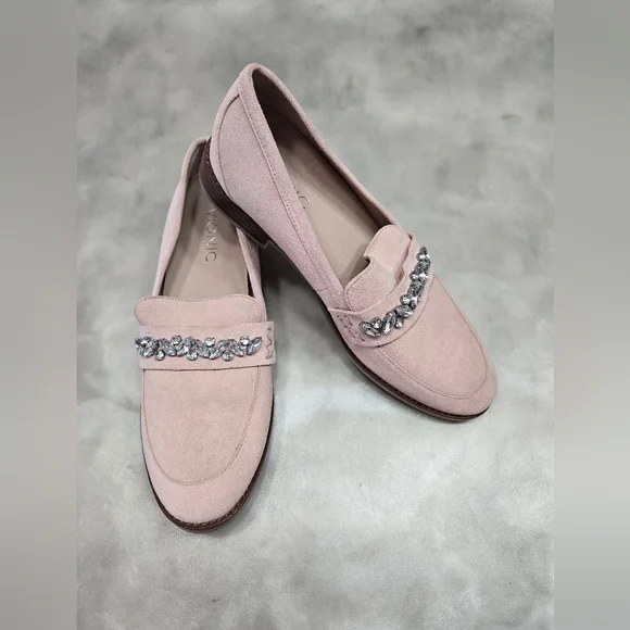 Vionic Light Pink Suede Avvy Loafers Size 7.5