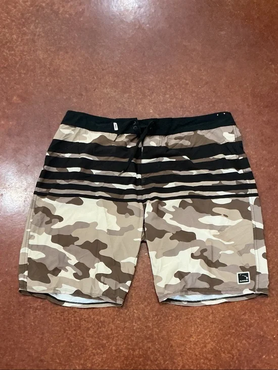 Dakine Men's Camo Stripe Board Shorts in Black and Tan