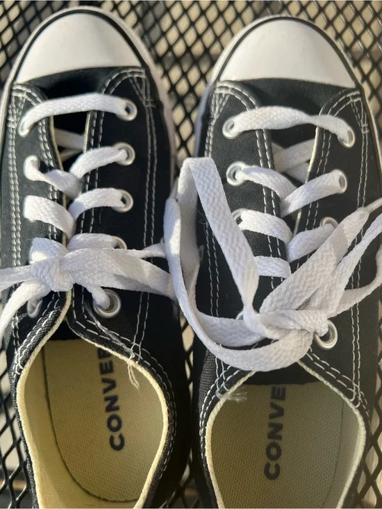 Converse Kids Black Canvas Low-Top Sneakers with White Trim