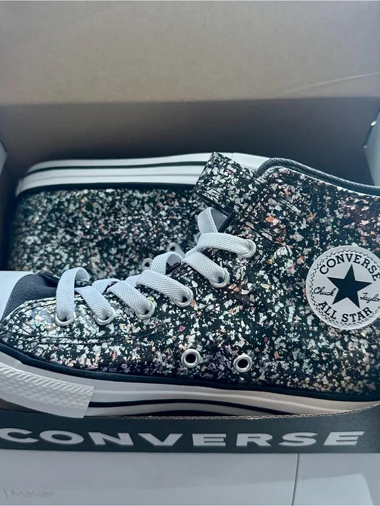 Converse Kids Chuck Taylor All Star High Tops Sz 3 - Black Glitter NEW IN BOX