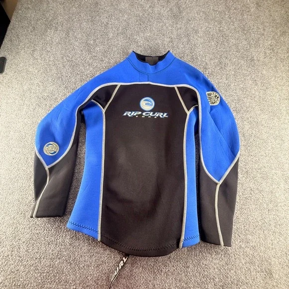 Rip Curl Core Wetsuit Top Mens L Blue Black Long Sleeve Neoprene Tube