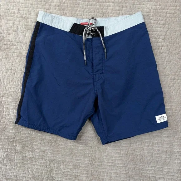 Katin Kanvas Mens Navy Blue Board Shorts Surf Trunks Size 29 Made‎ in USA