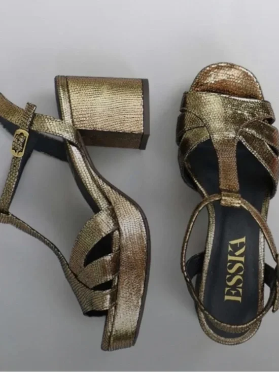 Esska Gold & Black Platform Heels