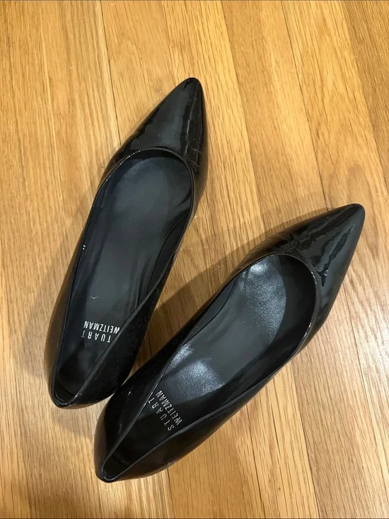 Stuart Weitzman Black Patent Pointed-Toe Flats