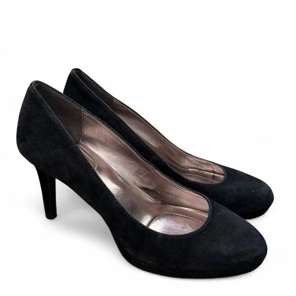 Calvin Klein Odette Black Suede Platform Pumps Heels Size 7.5M F2080 H10