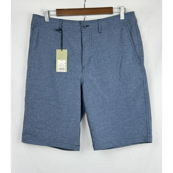 Goodfellow & Co Mens 32 Hybrid Swim Shorts Blue Heather Stretch Trunk 10.5 In.
