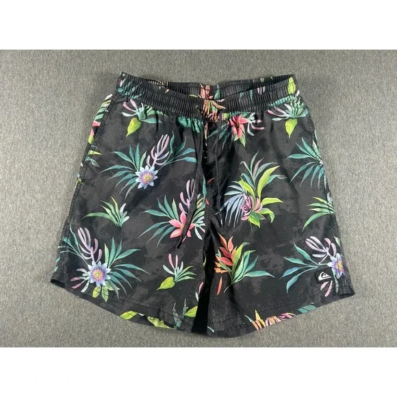Quiksilver Tropical Floral Print‎ Swim Trunks, Size Small
