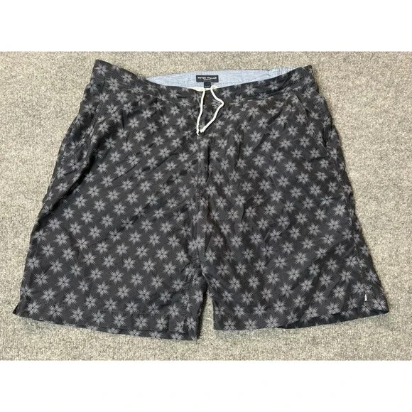 Peter Millar Swim Trunks Mens XL Blue Geometric Print Elastic Waist Mesh Lined
