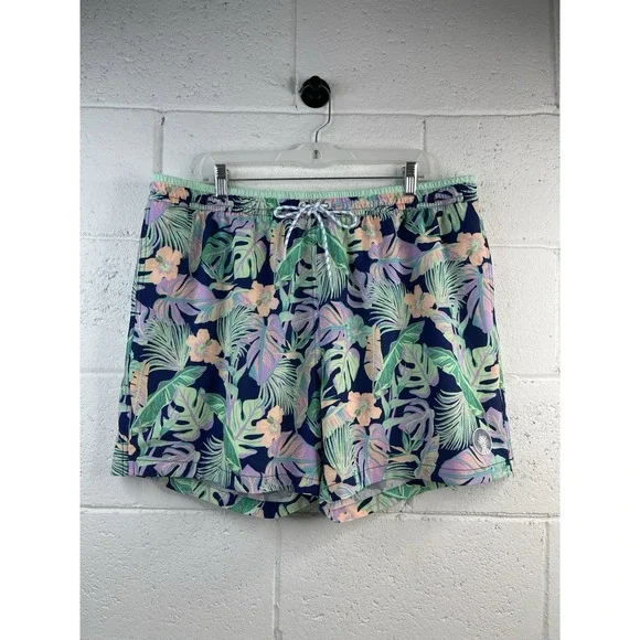 Chubbies‎ Shorts Mens 2XL Blue Tropical Floral Swim Trunks 5.5 Inseam Lined Mesh