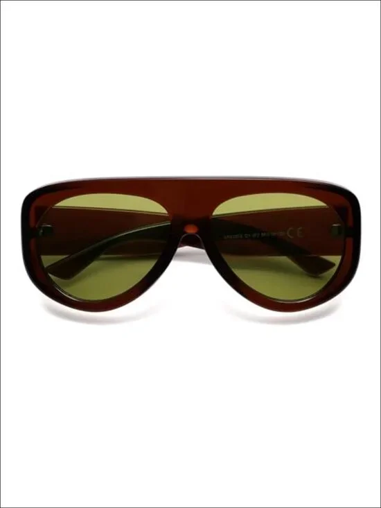 Oversized Aviator Sunglasses UV Protection Retro 90s Wrap Around Shades