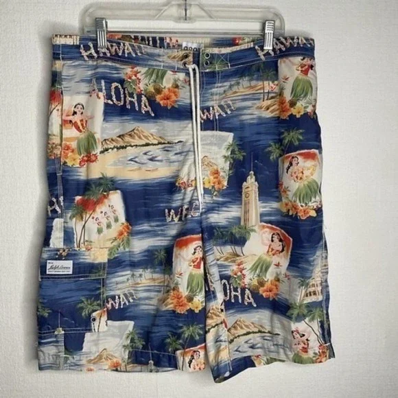 Polo Ralph Lauren Hawaiian Aloha‎ Swim Trucks Board Swimwear Shorts Men L Taiwan