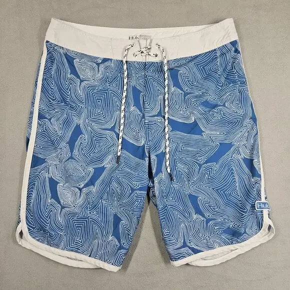 Huk Board Shorts Mens 32 Blue Performance Outdoors Fishing Hiking Swimming Beach