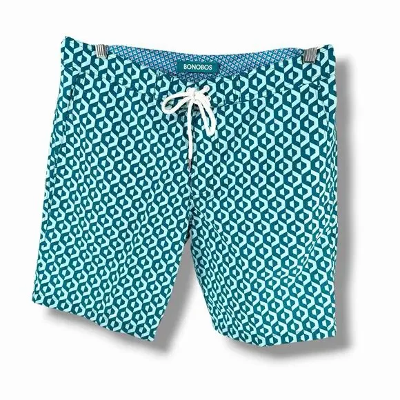 Bonobos Riviera Swim Shorts Large‎ Mens 7” Inseam Lined Drawstring Blue NEW
