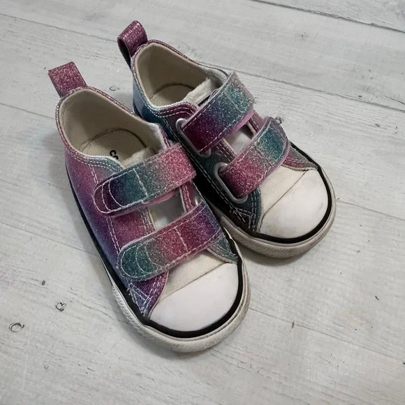Converse girls blue pink purple shimmer‎ shoes little kids size 5