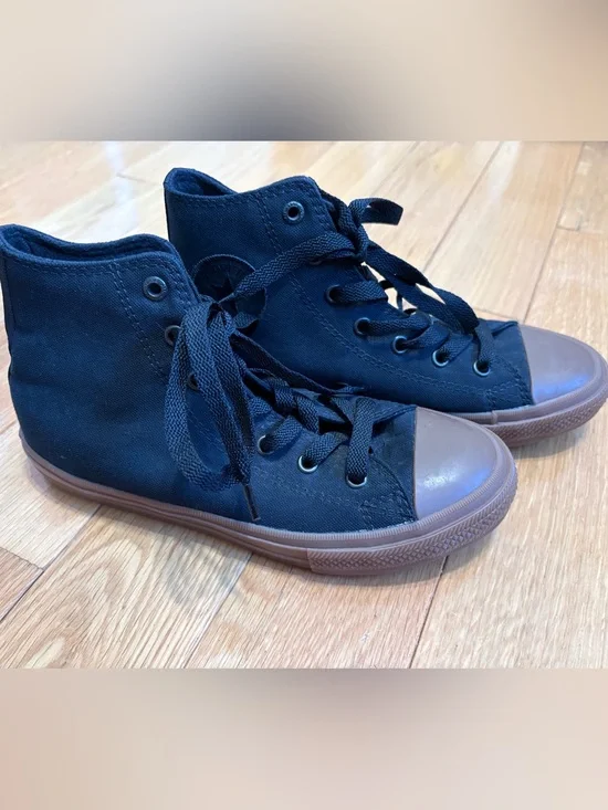 Converse Kids Black High-Top Sneakers with Brown Sole