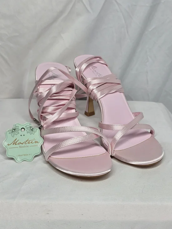 Mostrin Pink Satin Lace-Up Stiletto Heels Size 37.5