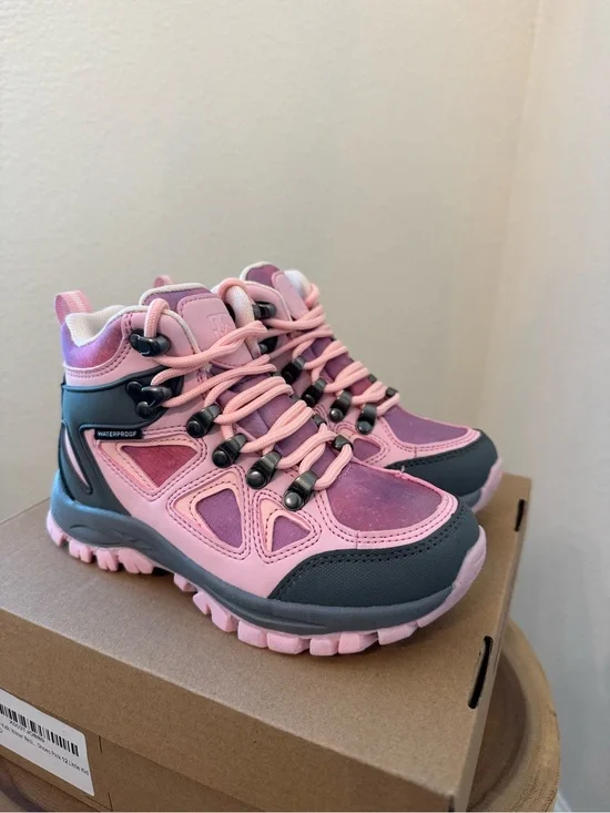 RCORD Kids Hiking Boots Pink Gray Little Kids Size 12 Water Resistant NIB