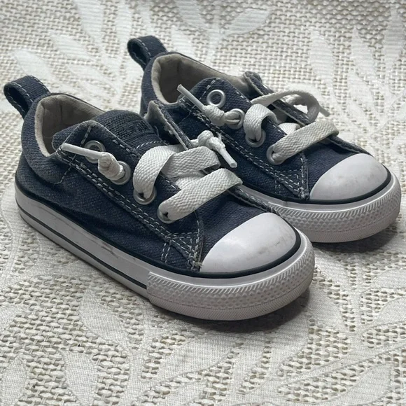 Converse All Star Slip On Blue Denim Shoes Cap Toe Sneaker Baby/Infant