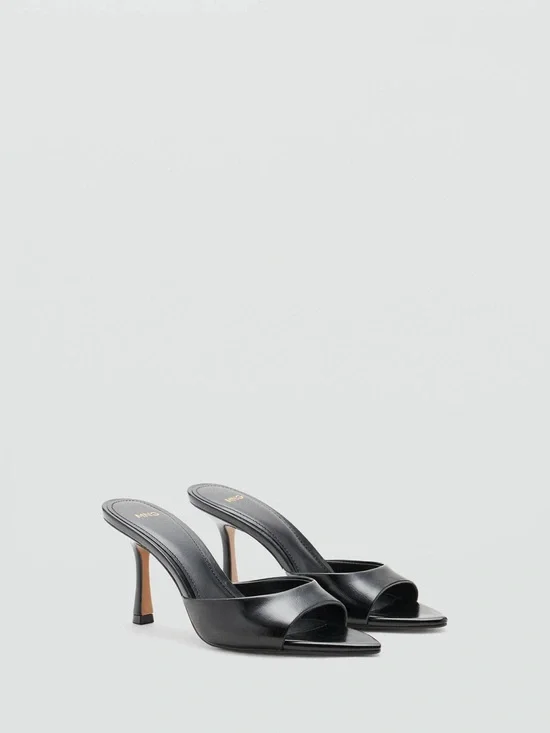Mango Black Slip-On Stiletto Mules. Never worn