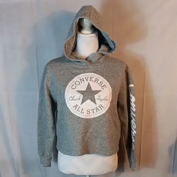 Converse Cropped Girls Gray Hoodie
