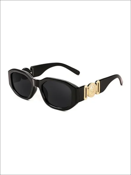 Retro Rectangle Square Sunglasses UV400 Full Frame Metal Pattern