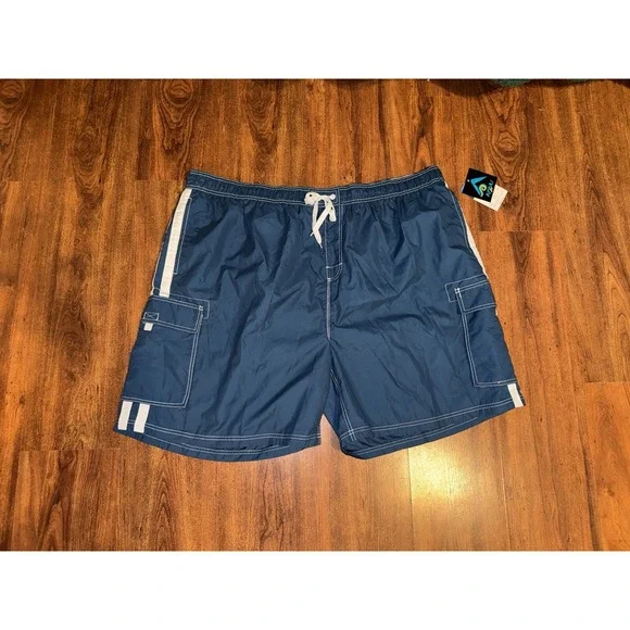 Kanu Surf Mens Swim Trunks Size 5XL Plus Blue Mesh Lining Board Shorts NWT