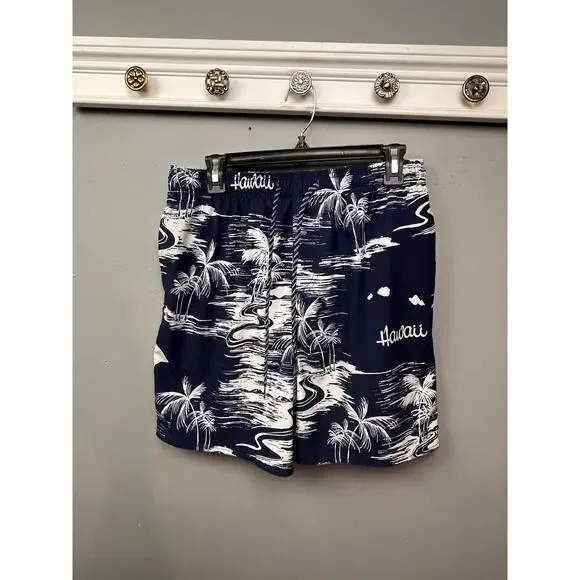 Favant Board Shorts Mens‎ Large Swim Surf Blue Hawaiian Floral Hawaii Pocket