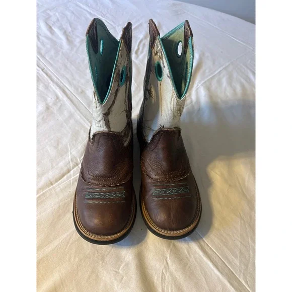 Ariat Fatbaby Western Boots Girls 1 Brown Camo Good True Timber Leather