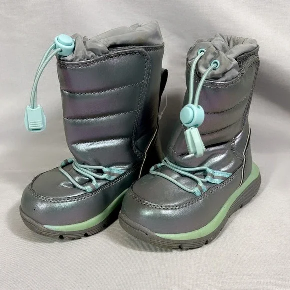 Lands' End Iridescent Flurry Insulated Snow Boots Unisex Kids 6M Blue