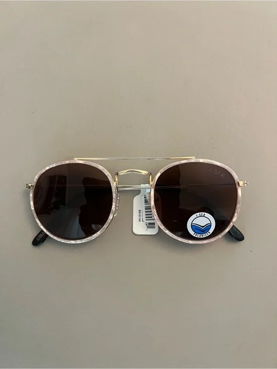 I-SEA Pink Round Frame Sunglasses with Brown Lenses