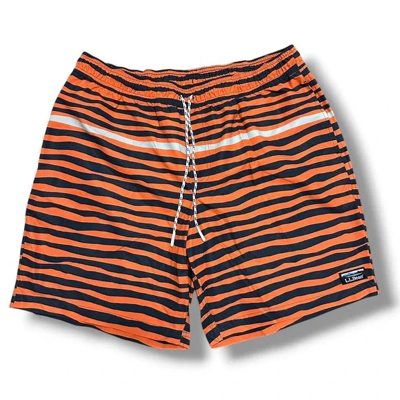 LL Bean Men's Vacationland Stretch Striped Swim Trunks 8