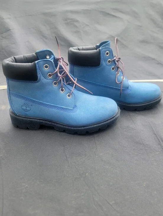 Timberland Boys Blue Nubuck Waterproof Boots Size 12