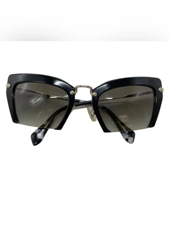 Miu Miu Black Cat-Eye Sunglasses with Gradient Smoke Lenses