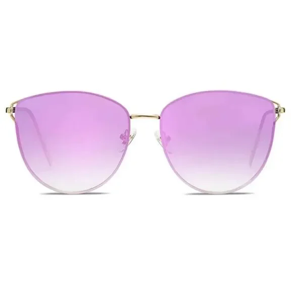 Round frame flat lens Sunglasses