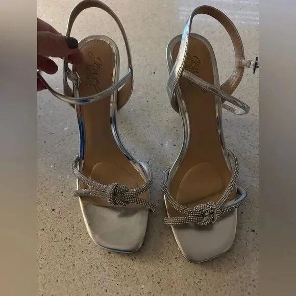 Silver Strappy Heeled Sandals