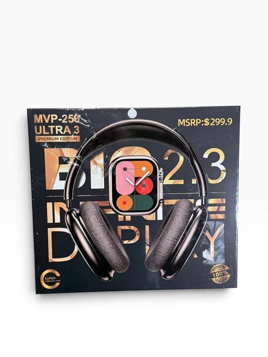 MVP-250 Ultra 3 Premium Edition - Wireless Headphones & Smartwatch Bundle (NIB)