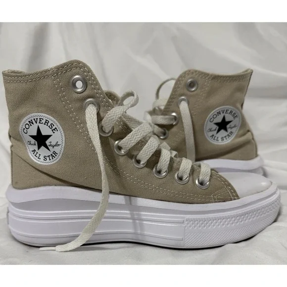 Converse chuck taylor All Star Move Platform High Top sneaker -Beige kids 5 Y2K